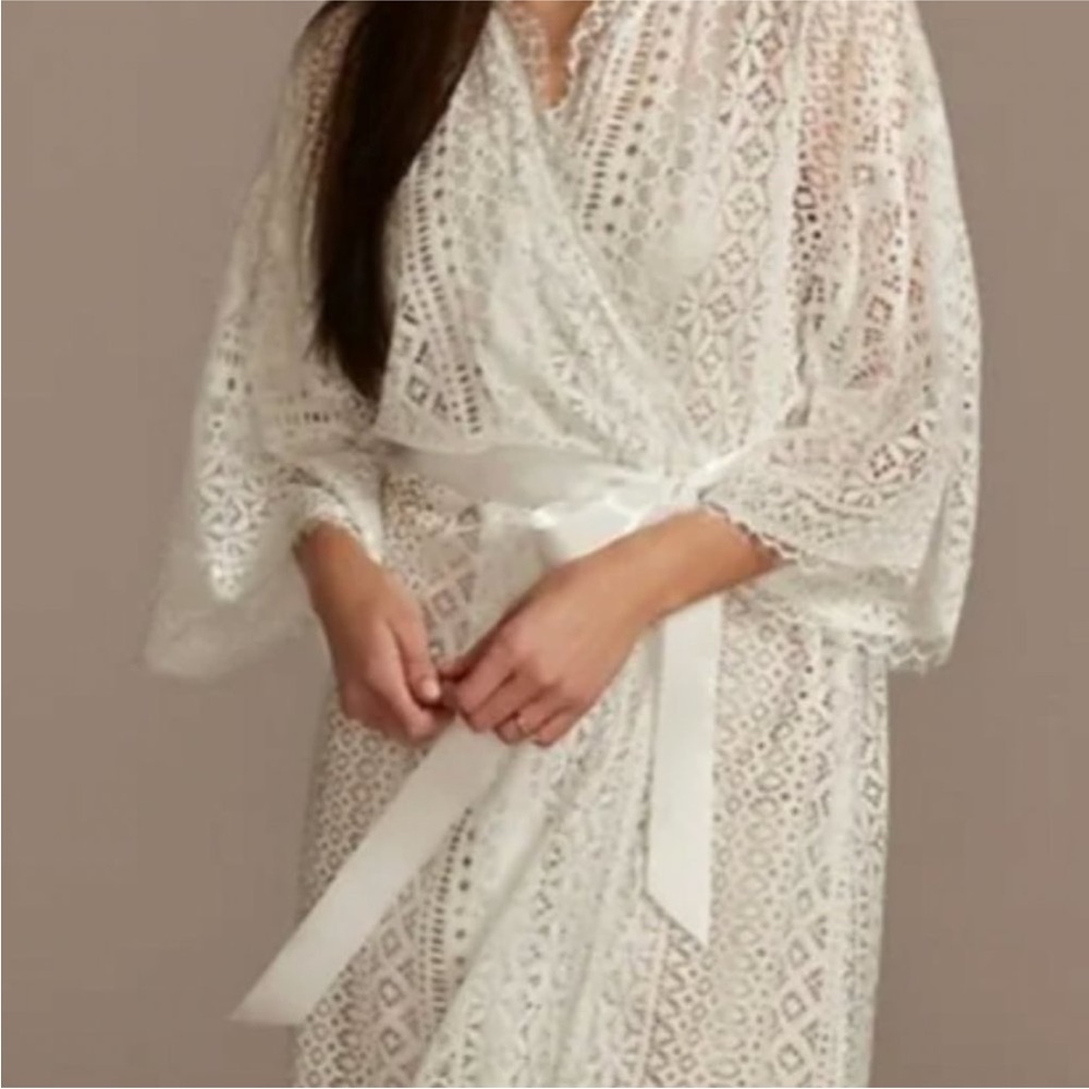 Lace Kimono Robe in White - Bridal